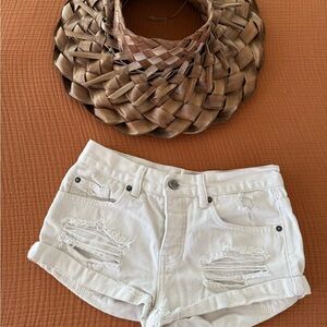 Amuse Society White Distressed Jean Shorts